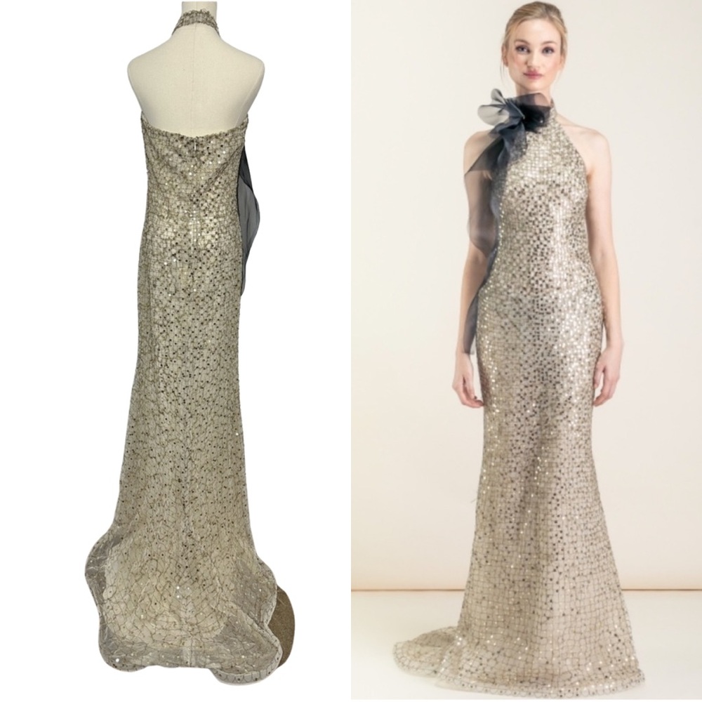RARE Cristina Ottaviano Gold Sequin Dress